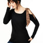 Charter Club Women's Cashmere Cold Shoulder Contrast Tie Sweater Black Size Petite Small