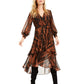 Bar III Women's Animal Print Ruffle Wrap Dress Orange Size X-Small