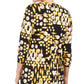 JM Collection Women's  Printed Zip-Neck Top  Yellow Size LARGE