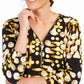 JM Collection Women's  Printed Zip-Neck Top  Yellow Size LARGE