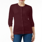 Karen Scott Women's Crew Neck Cardigan Red Size Petite Small