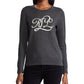 Ralph Lauren Women's Logo Graphic Long Sleeve Jewel Neck Sweater Grey Size Large