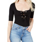 Guess Women's Embellished Lace up Bodysuit Black Size Medium