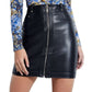 Guess Women's Klaudia Faux Leather Zip Front Mini Skirt Black Size 10