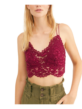 Free People Women's Intimates Elastic Floral Everyday Bralette Red Size Large
