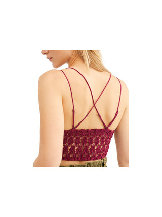 Free People Women's Intimates Elastic Floral Everyday Bralette Red Size Large