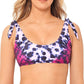 Salt + Cove Juniors' How Do You Zoo Tie-Dye Printed Tie-Back Bralette Bikini Top Leopard Fuschia Tie Dye Size Large