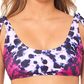 Salt + Cove Juniors' How Do You Zoo Tie-Dye Printed Tie-Back Bralette Bikini Top Leopard Fuschia Tie Dye Size Large