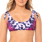 Salt + Cove Juniors' How Do You Zoo Tie-Dye Printed Tie-Back Bralette Bikini Top Leopard Fuschia Tie Dye Size Large