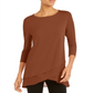 Alfani Women's Sheer Crossover Hem Tunic Brown Size XX-Large