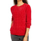 Karen Scott Women's Petite Chenille Cable-Knit Sweater Red Size 44