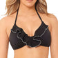 Salt + Cove Women's Juniors' Silver-Trimmed Push-Up Ruffled Bikini Top Black Size Medium