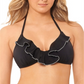 Salt + Cove Women's Juniors' Silver-Trimmed Push-Up Ruffled Bikini Top Black Size Medium