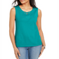 Karen Scott Women's Grommet Trim Tank Top Blue Size Small
