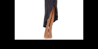 XSCAPE Women's Metallic Off the Shoulder Dress Black Size 12