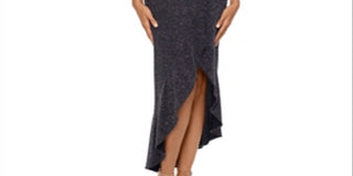 XSCAPE Women's Metallic Off the Shoulder Dress Black Size 12