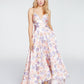 Speechless Women's Coral Pocketed Floral Spaghetti Strap Sweetheart Neckline Full Length Fit Flare Formal Dress White Size 17