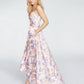 Speechless Women's Coral Pocketed Floral Spaghetti Strap Sweetheart Neckline Full Length Fit Flare Formal Dress White Size 17