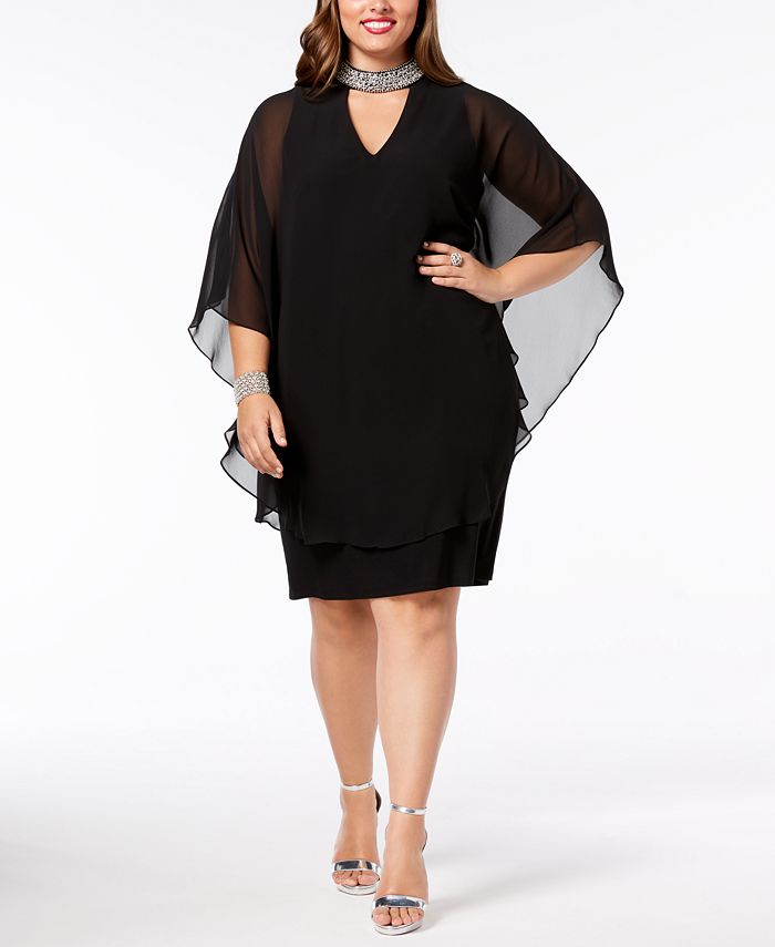 XSCAPE Women's Chiffon Cocktail Dress Black Size 22W