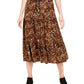 Style & Co Women's Cheetah Print MIDI Skirt Brown Size Petite L