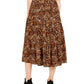 Style & Co Women's Cheetah Print MIDI Skirt Brown Size Petite L