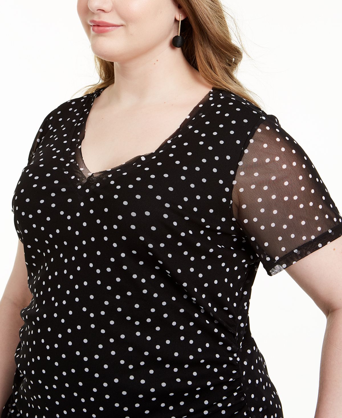 INC International Concepts Plus Size  V-Neck Top  Black Size 1X