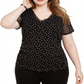 INC International Concepts Plus Size  V-Neck Top  Black Size 1X