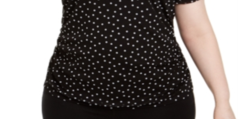 INC International Concepts Plus Size  V-Neck Top  Black Size 1X