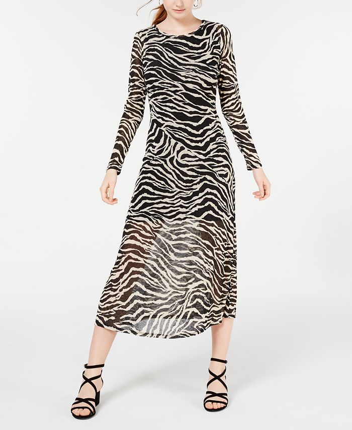 Rosie Harlow Junior's Mesh Zebra MIDI Dress Black Size Small