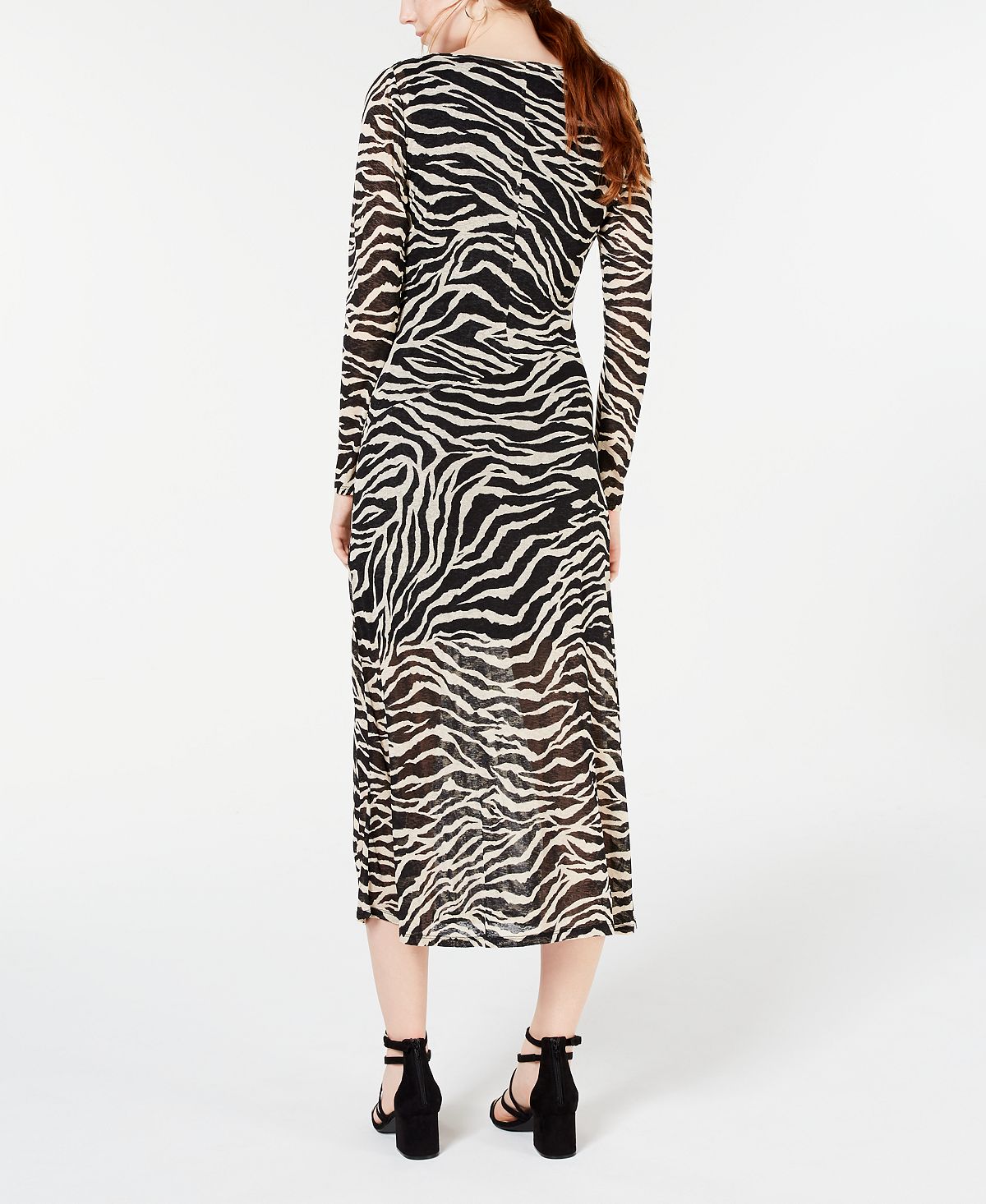 Rosie Harlow Junior's Mesh Zebra MIDI Dress Black Size Small