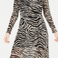 Rosie Harlow Junior's Mesh Zebra MIDI Dress Black Size Small