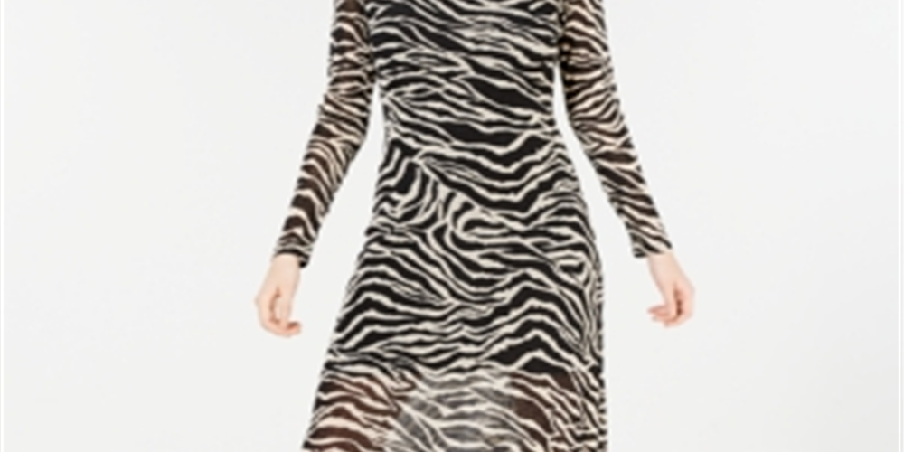 Rosie Harlow Junior's Mesh Zebra MIDI Dress Black Size Small