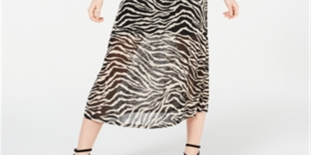 Rosie Harlow Junior's Mesh Zebra MIDI Dress Black Size Small