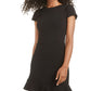 B. Darlin Women's Ruffled Trim Short Sleeve Jewel Neck Short Sheath Dress Black Size 13-14