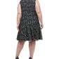 Tommy Hilfiger Women's Plus Metallic Lace Fit Flare Dress Black Size 20W