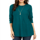 Style & Co Women's Mixed Stitch Tunic Sweater Green Size Petite XL