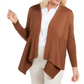 JM Collection Women's Mixed Ribbed Flyaway Cardigan Brown Size Petite