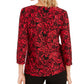 JM Collection Women's Jacquard Sequined Top Red Size X-Large
