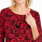 JM Collection Women's Jacquard Sequined Top Red Size X-Large