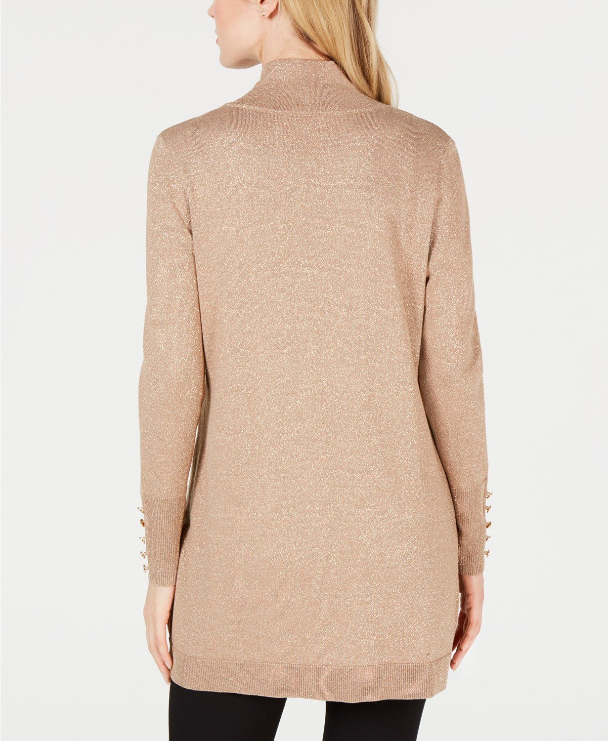 JM Collection Women's Button Sleeve Flyaway Cardigan Brown Size Petite M