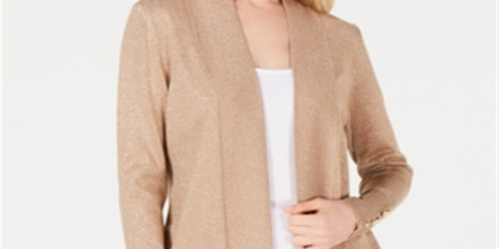 JM Collection Women's Button Sleeve Flyaway Cardigan Brown Size Petite M