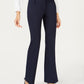 Alfani Women's Faux Leather Trim Wide Leg Trousers Blue Size 16X3