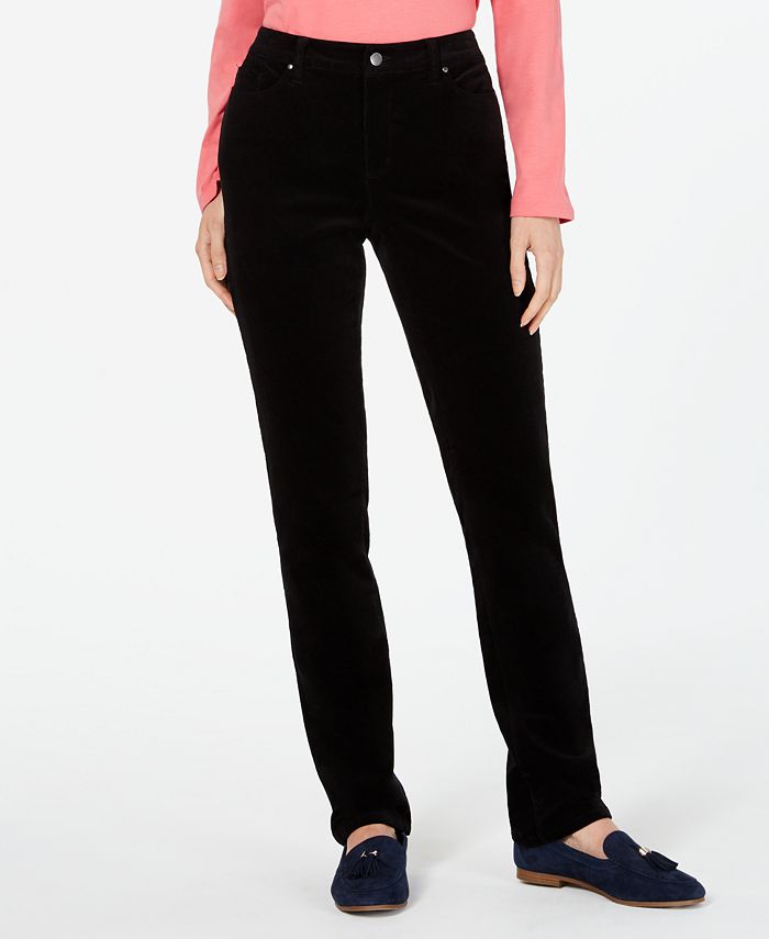 Charter Club Women's Lexington Tummy Control Corduroy Pants Black Size 20X5