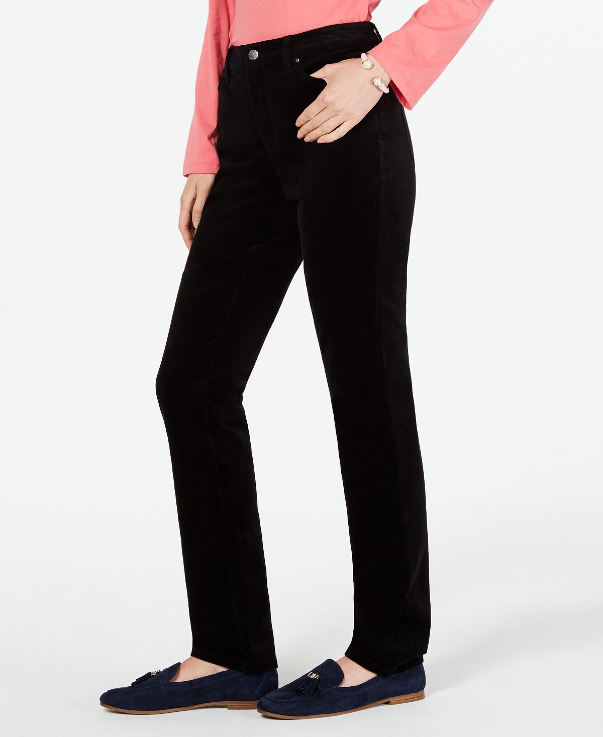 Charter Club Women's Lexington Tummy Control Corduroy Pants Black Size 20X5
