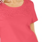 Karen Scott Women's Cotton Crochet Front Top Coral Size Medium