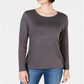 Karen Scott Women's Satin Trim Scoop Neck Top Gray Size X-Large