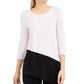 Alfani Women's Colorblocked Asymmetrical Top Pink Size Small