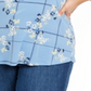Charter Club Women's Plus Floral Print Keyhole Top Blue Size 2X