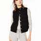 Charter Club Women's Sleeveless Vest Sweater Black Size Petite Medium