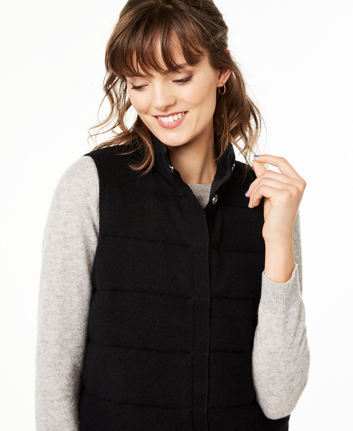 Charter Club Women's Sleeveless Vest Sweater Black Size Petite Medium